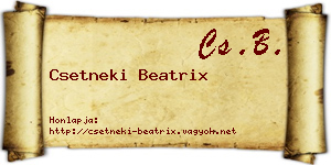 Csetneki Beatrix névjegykártya